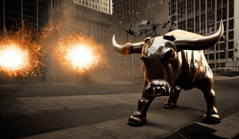 A photo of the wall street bull with a ticking time bomb Studio Lighting War Photography Beautiful Lighting Horrifying - Hablemos de la Crisis Subprime del 2008 - Bolsa